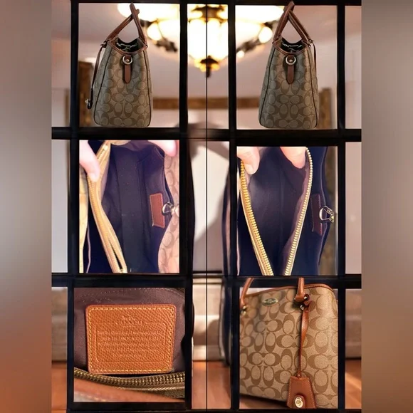 Coach Signature Margot Brown Canvas Tote Bag with Leather Trim - Picture 4 of 5